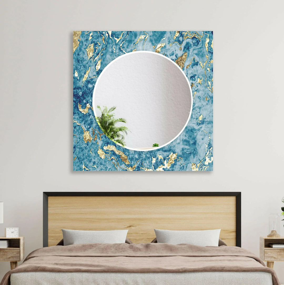 Golden Blue Wall Mirror backlit mirror