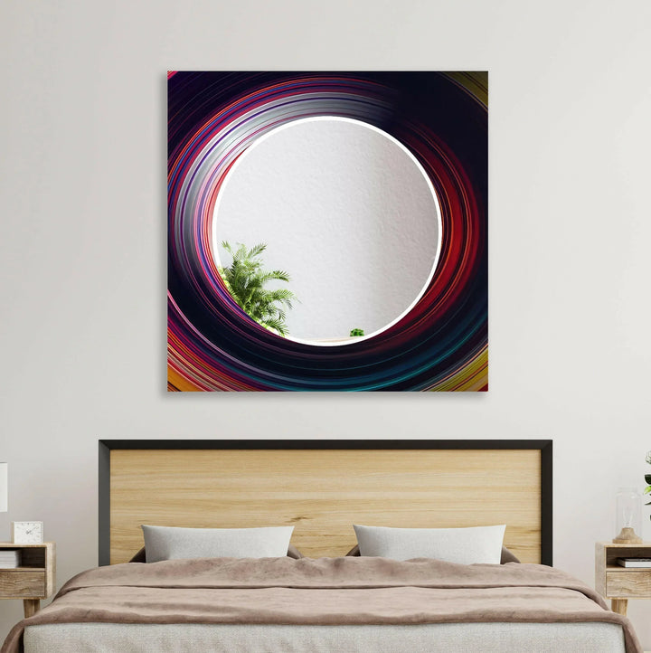 Red Silver Round Wall Mirror wall mirror