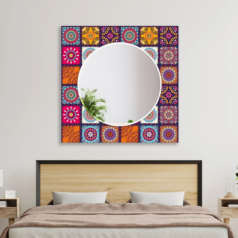 Mandala Red & Orange Wall Mirrors Green Mirror