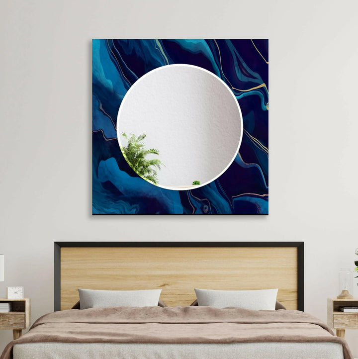 Blue Wavy Abstract Wall Mirror huge wall mirror