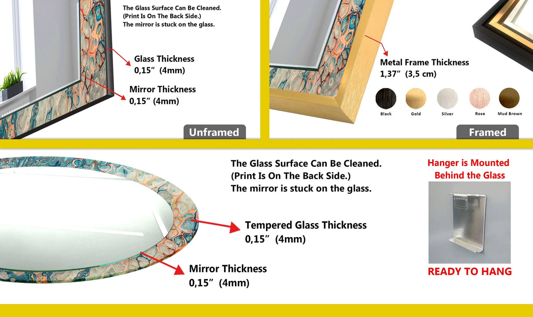 Blue Marbling Pattern Wall Mirror - MyPhotoStation