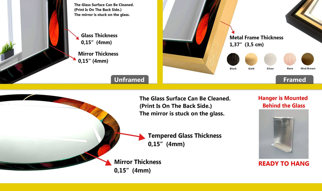 Orange Lines Abstract Wall Mirror - MyPhotoStation