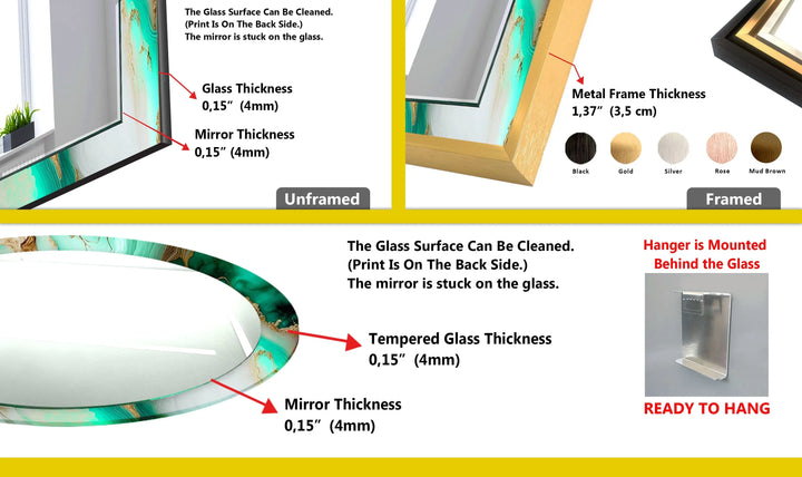 Green & White Gold Details Wall Mirror - MyPhotoStation