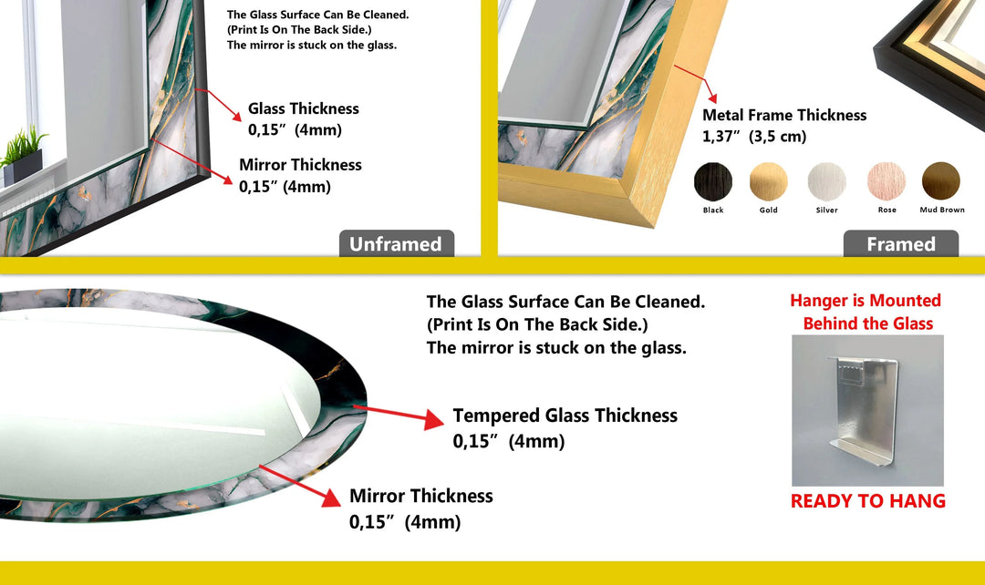 Green with Black Ink Abstract Wall Mirror - MyPhotoStation