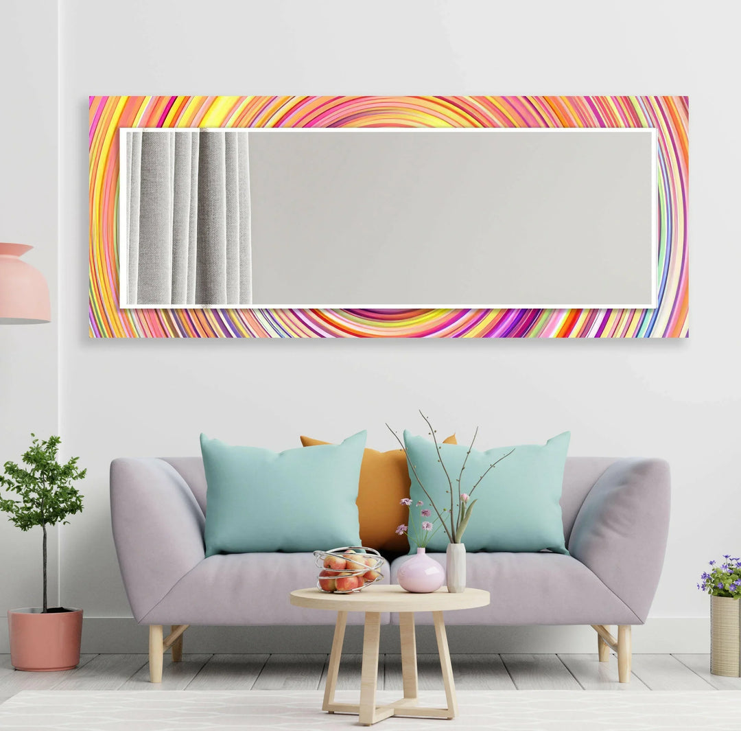 Orange Circle Round Wall Mirror Dining Room Mirror