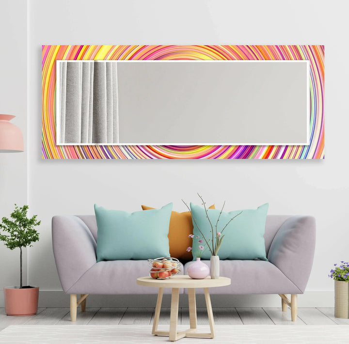Orange Circle Round Wall Mirror Dining Room Mirror