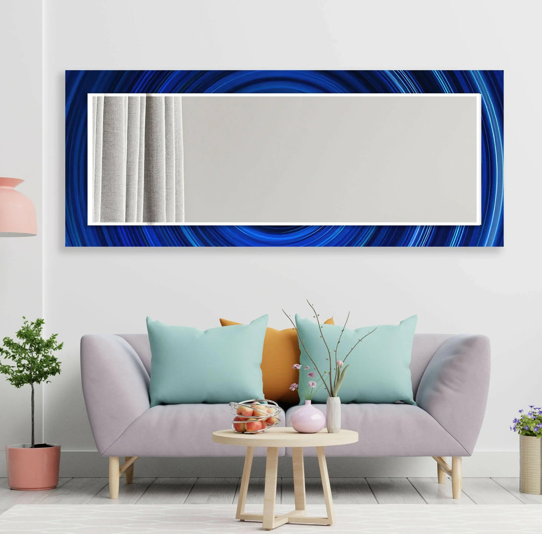 Blue Wall Mirror white framed mirror