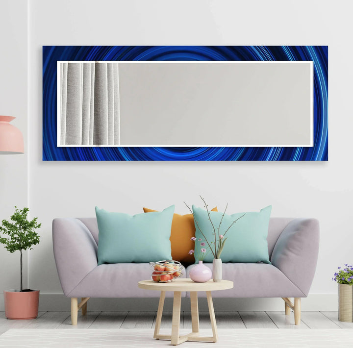 Blue Wall Mirror white framed mirror