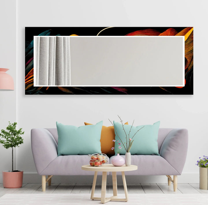 Orange Lines Abstract Wall Mirror Large Wall Mirror