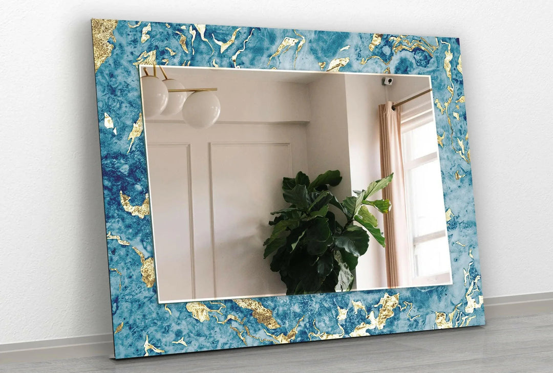Golden Blue Wall Mirror large living room mirror