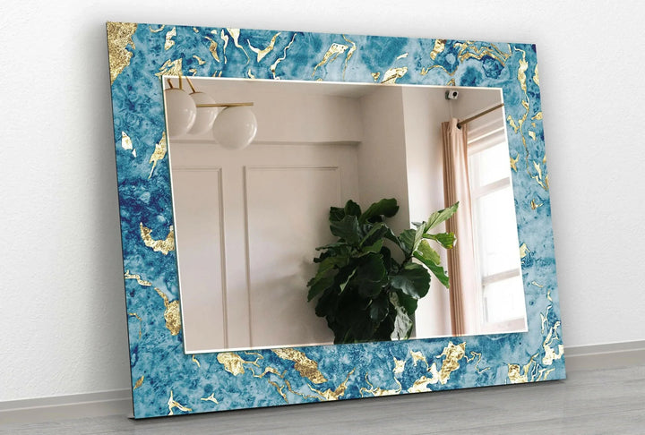 Golden Blue Wall Mirror large living room mirror