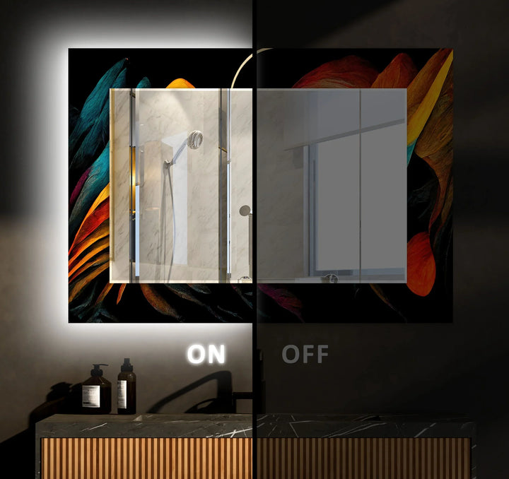 Orange Lines Abstract Wall Mirror Round Mirror