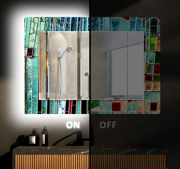 Blue Stained Stones Wall Mirror Decorative Mirror