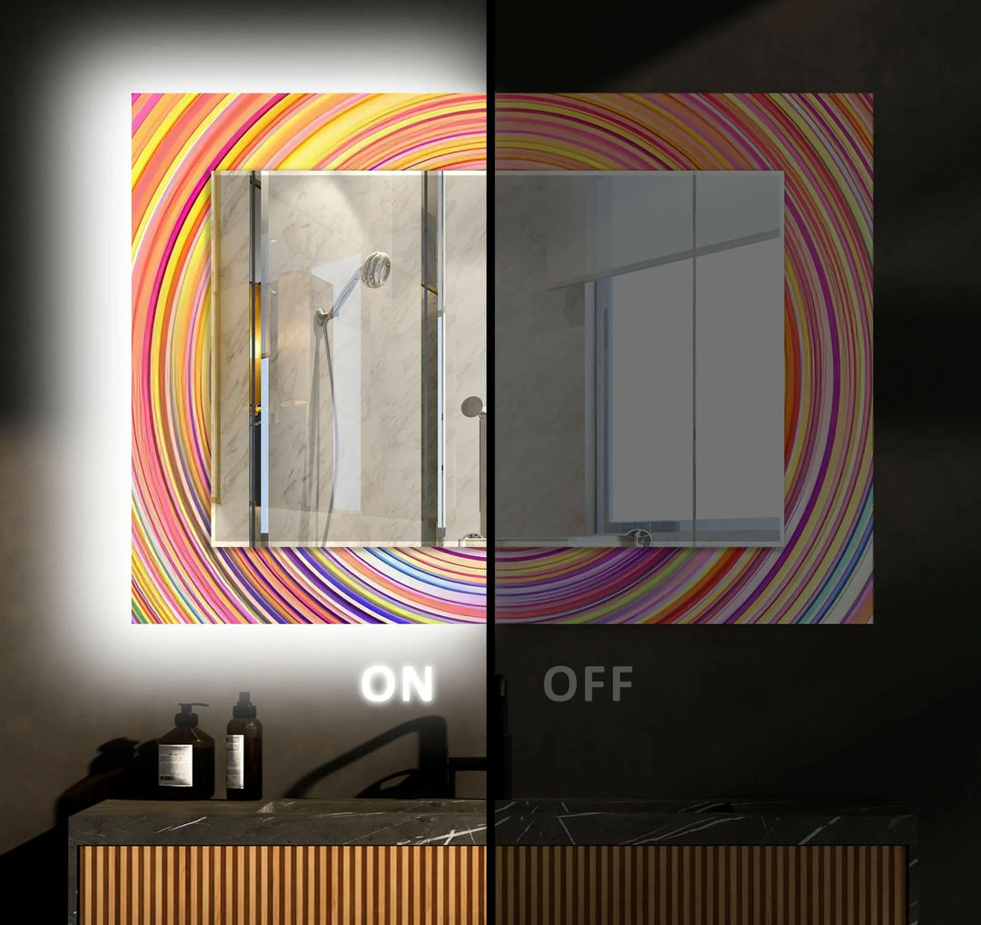 Orange Circle Round Wall Mirror Modern Mirror