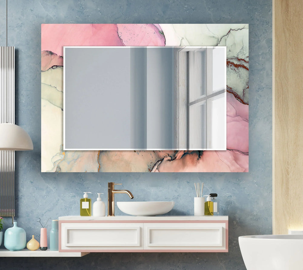 Pink Abstract Wall Mirror Dining Room Mirror