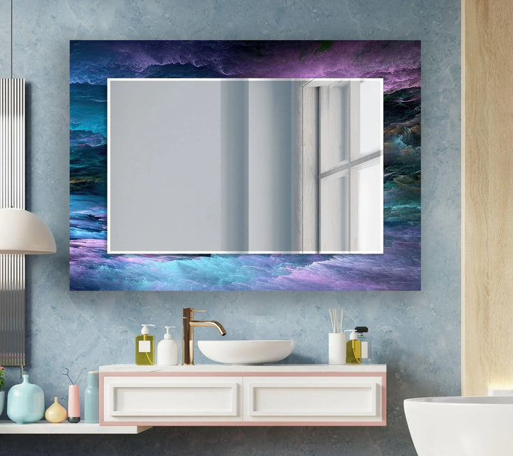 Blue and Purple Wall Mirrors mirror black