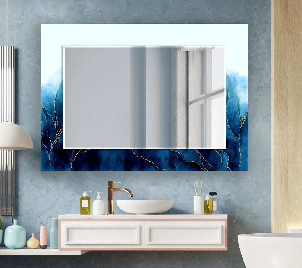 Blue White Wall Mirrors Dining Room Mirror