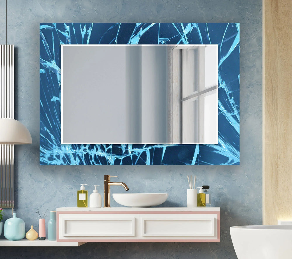 Blue Cracked Wall Mirrors biggest wall mirror
