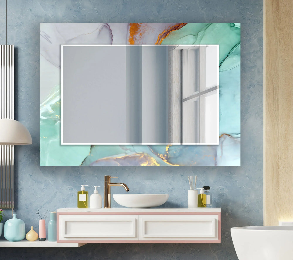 Turquise Abstract Wall Mirrors Black Wall Mirror