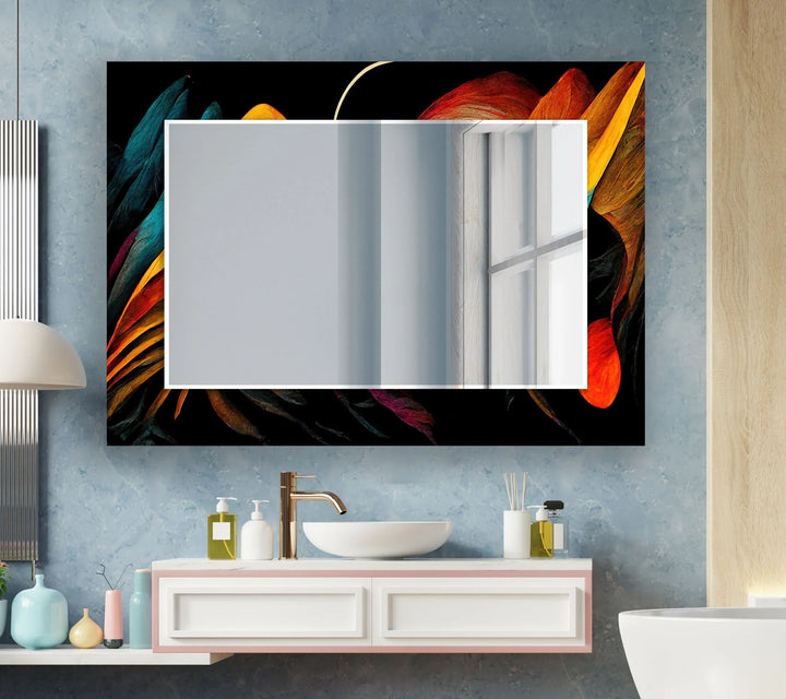 Orange Lines Abstract Wall Mirror Large Mirror