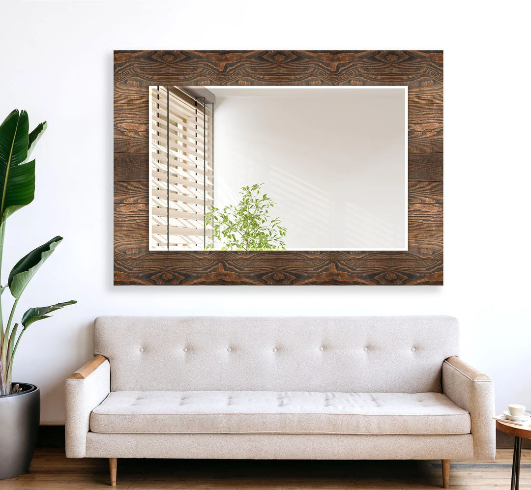 Dark Brown Wooden Design Wall Mirror wall mirror