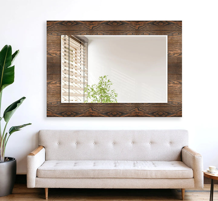 Dark Brown Wooden Design Wall Mirror wall mirror
