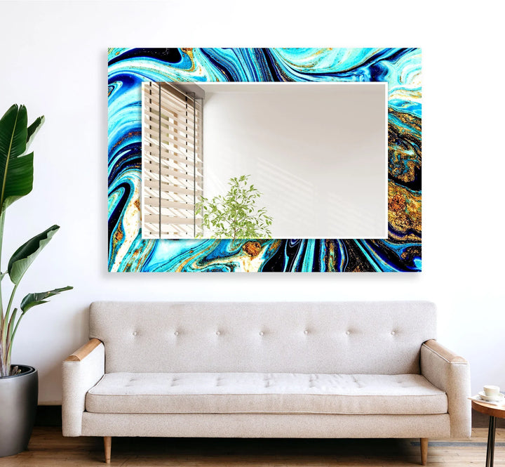 Vivid Blue Epoxy Wall Mirror Red Wall Mirror