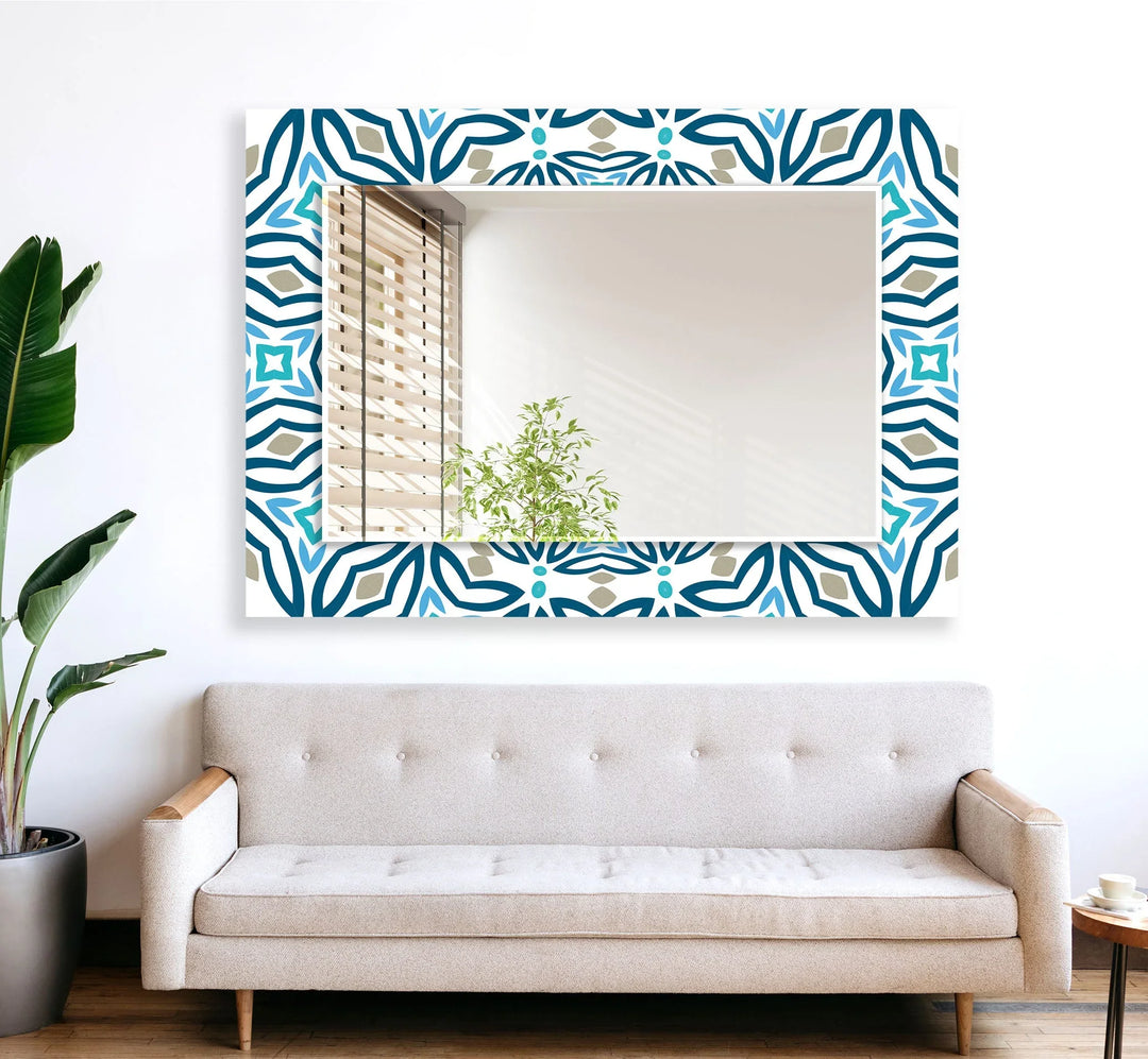 Mosaic Round Blue Wall Mirror huge wall mirror