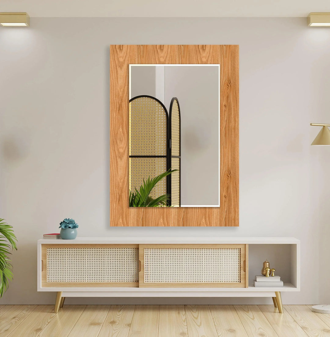 Wooden Round Wall Mirror Framed Mirror