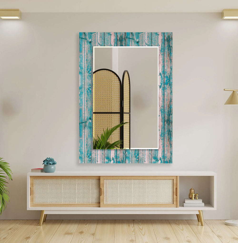 Blue Wooden Wall Mirror Huge Mirror