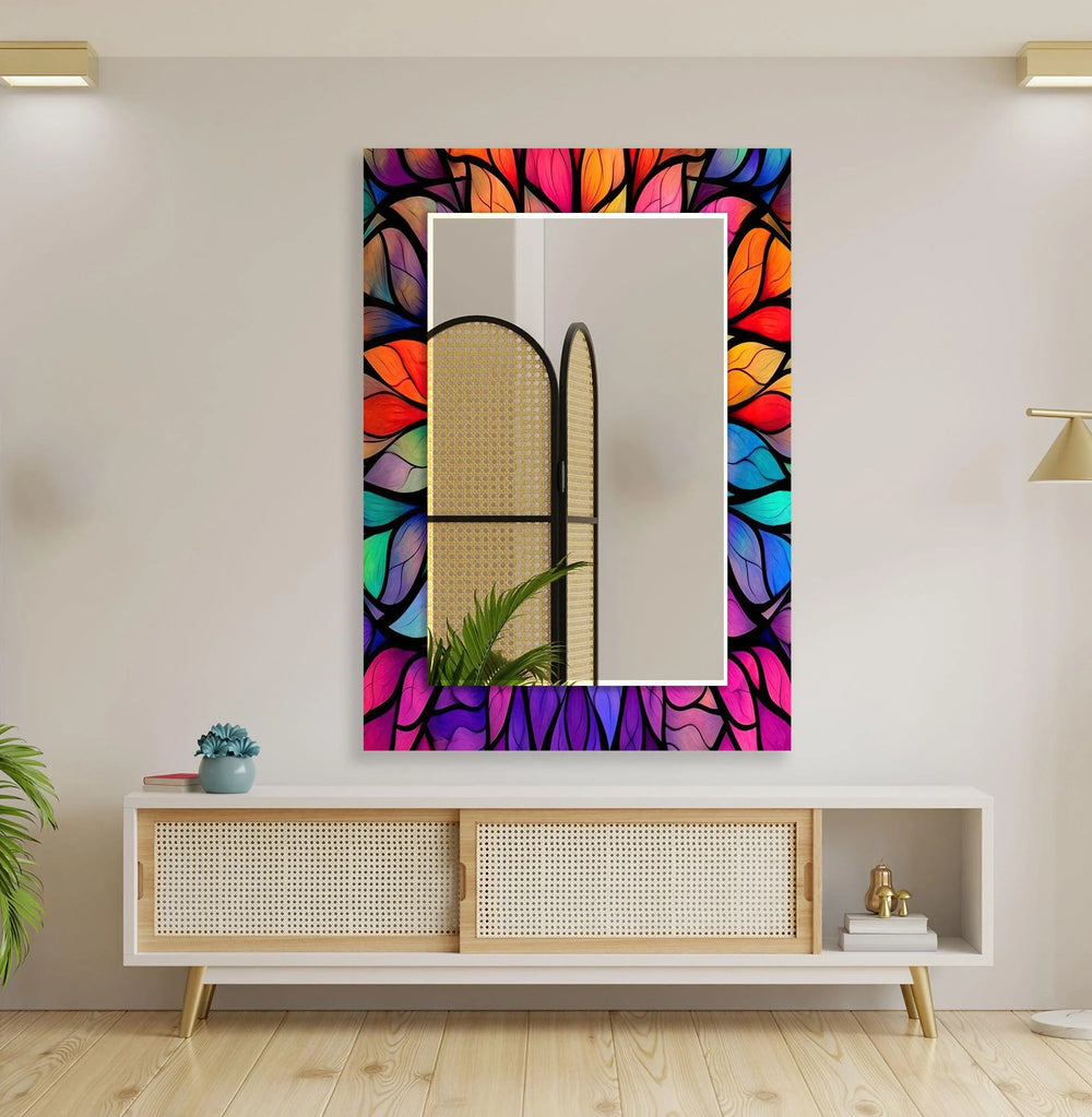 Stained Flower Wall Mirror Mosaic Wall Mirror