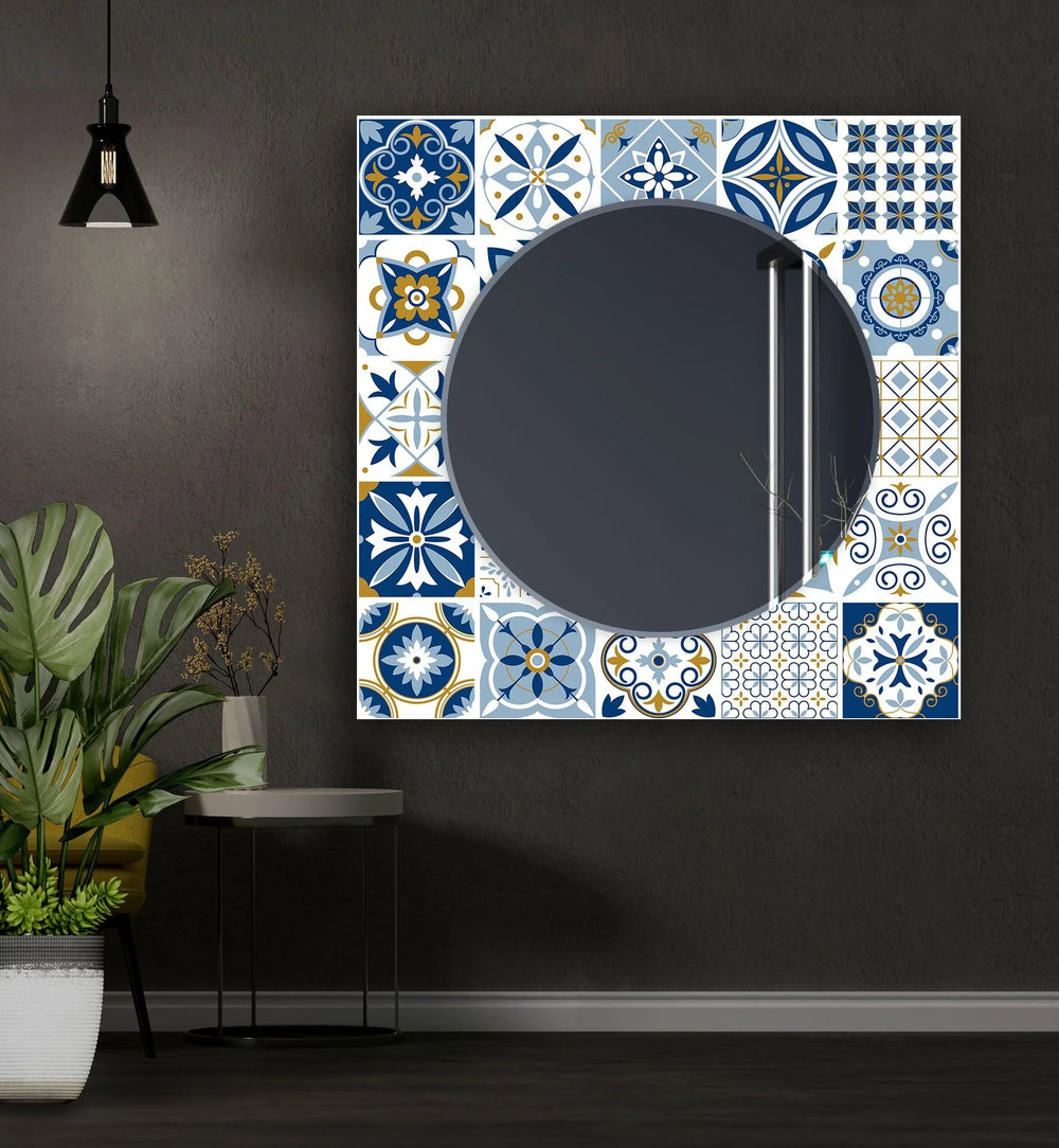Blue and White Wall Mirrors gold frame mirror