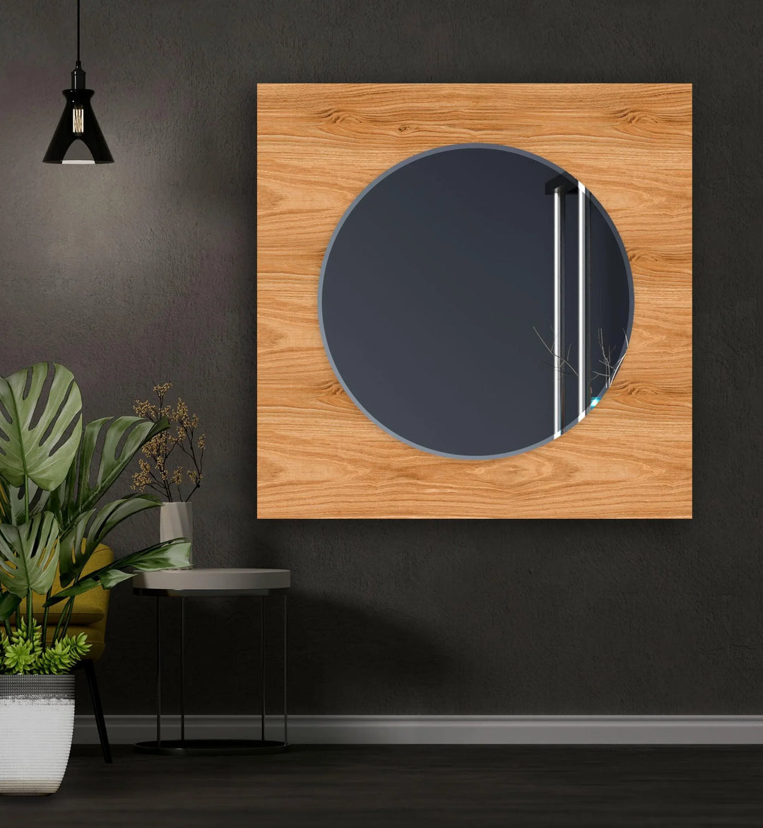 Wooden Round Wall Mirror unique mirrors