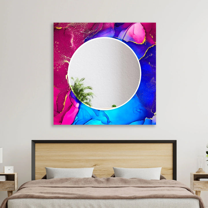 Blue & Pink Wall Mirror Dining Room Wall Mirror