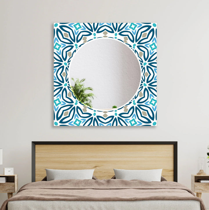 Mosaic Round Blue Wall Mirror Bathroom Mirror