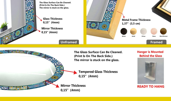Mosaic Yellow Blue Round Wall Mirror - MyPhotoStation