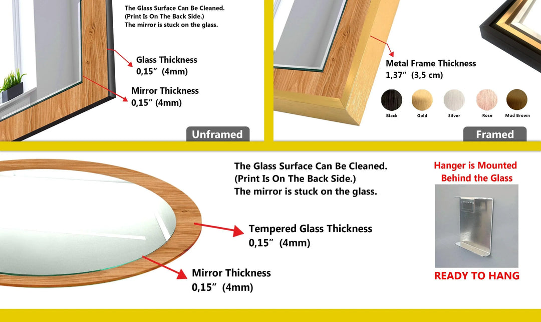 Wooden Round Wall Mirror - MyPhotoStation