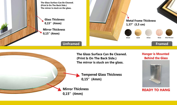 Wooden Round Wall Mirror - MyPhotoStation