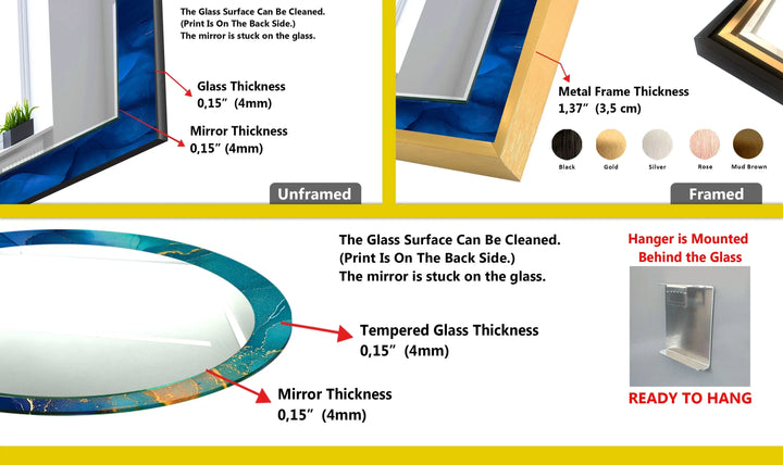 Green & Dark Blue Abstract Wall Mirrors - MyPhotoStation