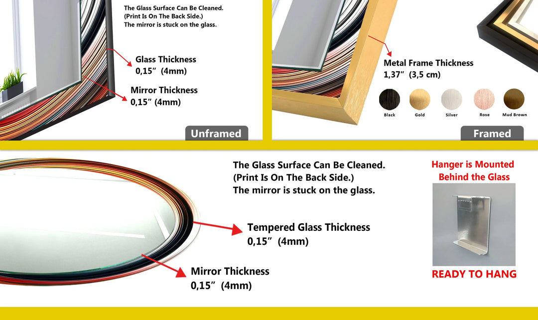 Blue & Orange Abstract Round Wall Mirror - MyPhotoStation