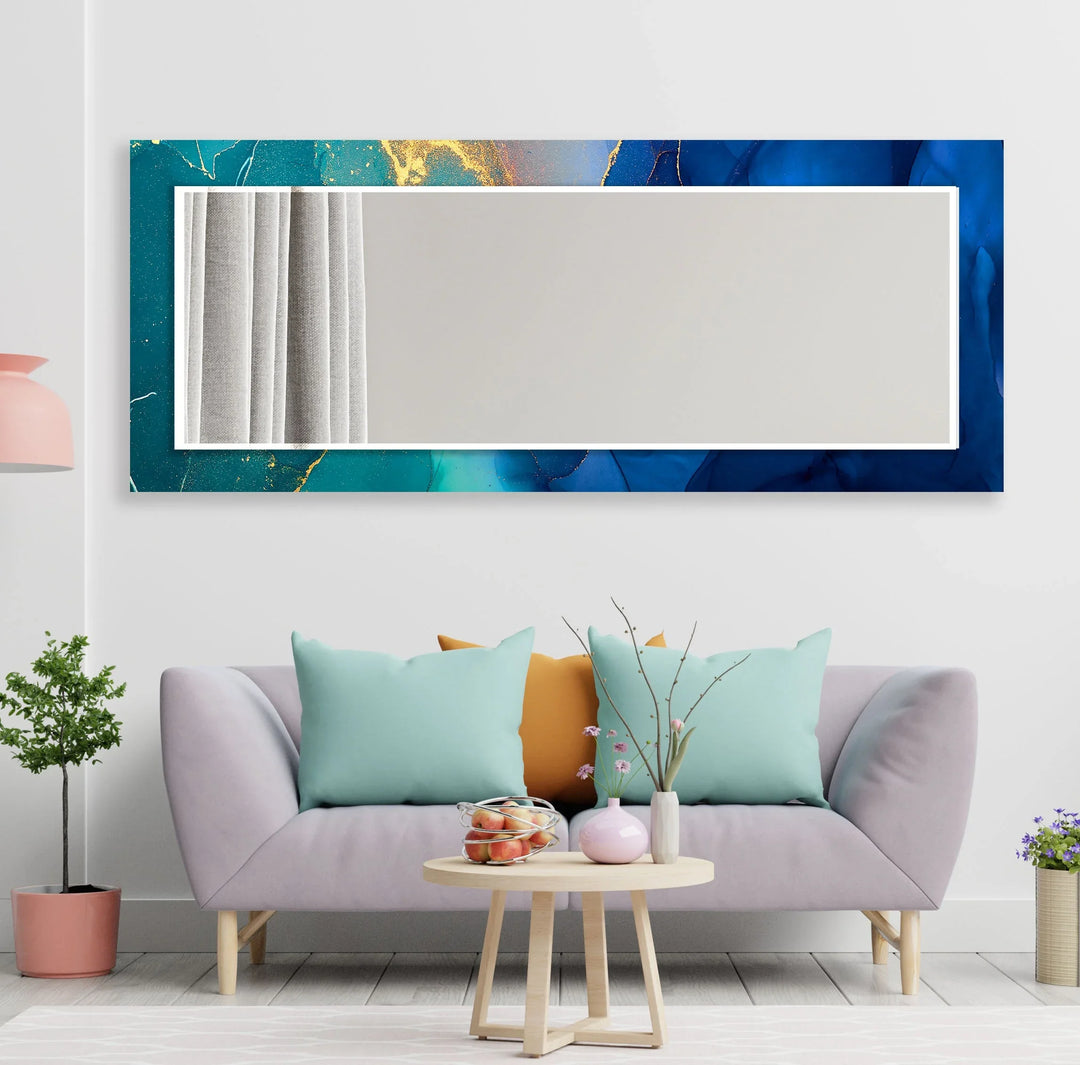 Green & Dark Blue Abstract Wall Mirrors led mirrors