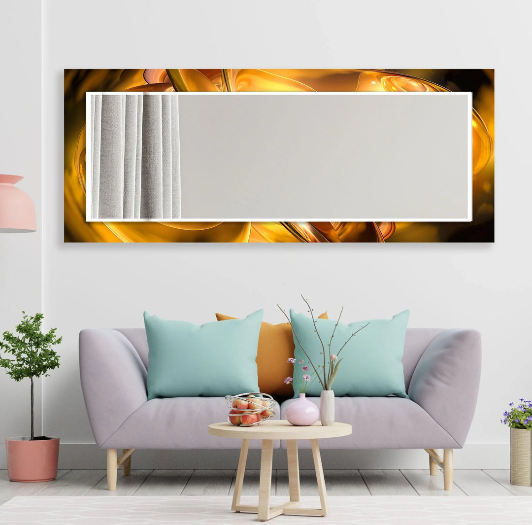 Caramel Color Lines Abstract Wall Mirror Decorative Wall Mirror