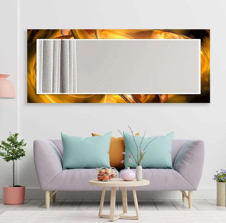 Caramel Color Lines Abstract Wall Mirror Decorative Wall Mirror
