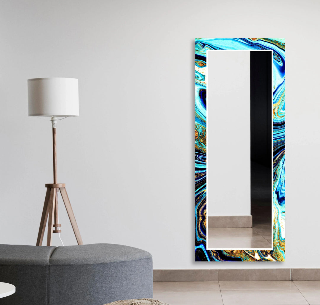 Vivid Blue Epoxy Wall Mirror Abstract Wall Mirror