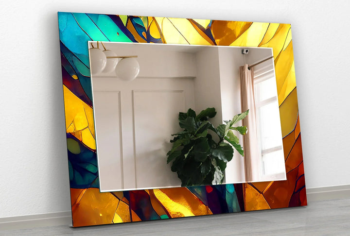 Stained Gold Wall Mirror white framed mirror