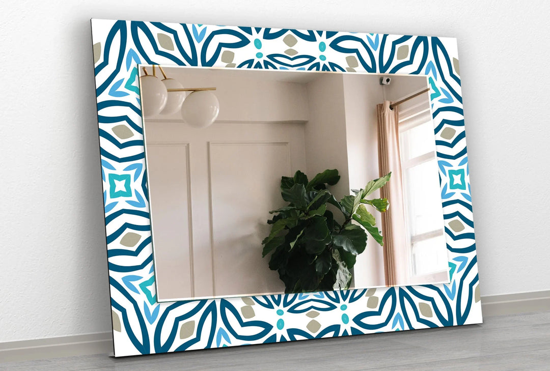 Mosaic Round Blue Wall Mirror mirror art