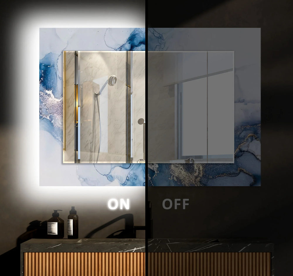 Blue & White Abstract Wall Mirrors Green Mirror