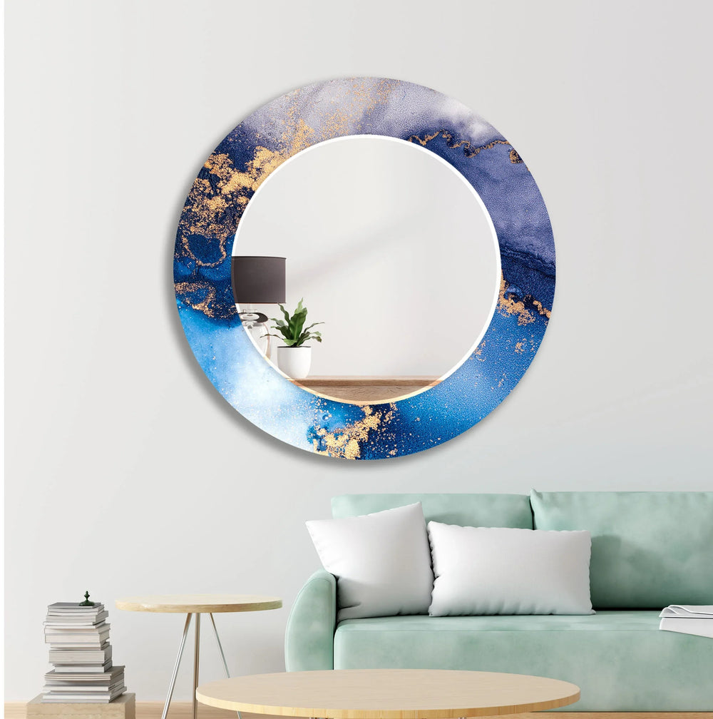 Blue Epoxy Wall Mirror Gold Wall Mirror