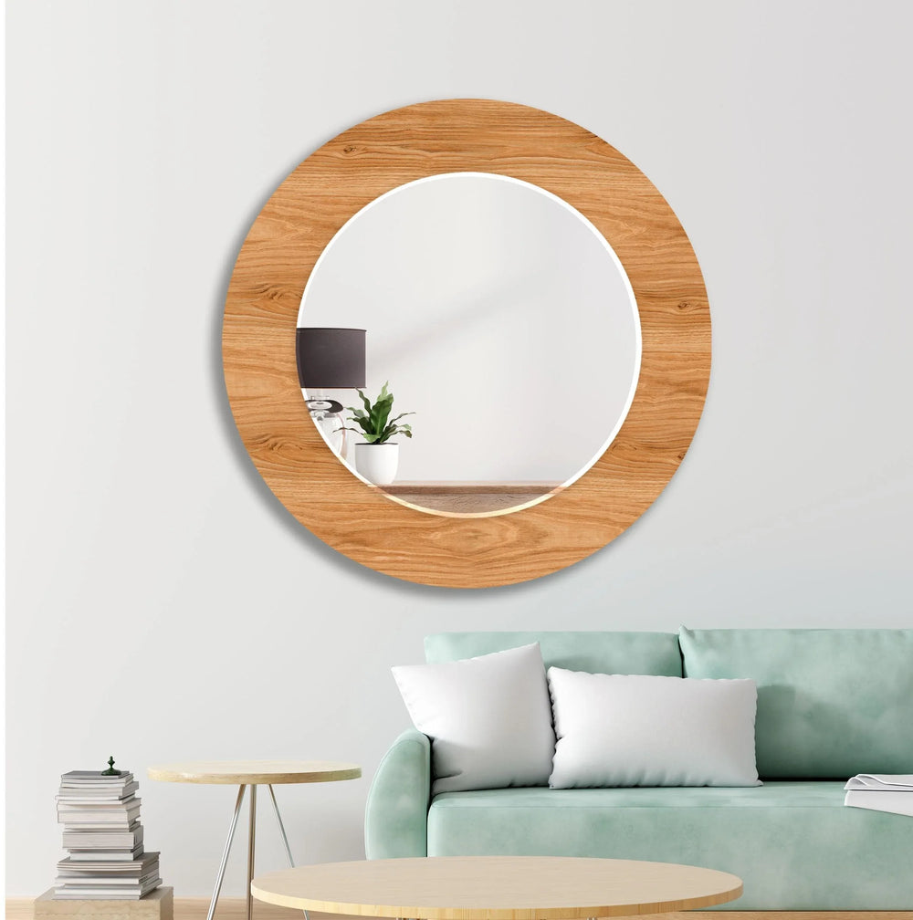 Wooden Round Wall Mirror wall decorative mirror