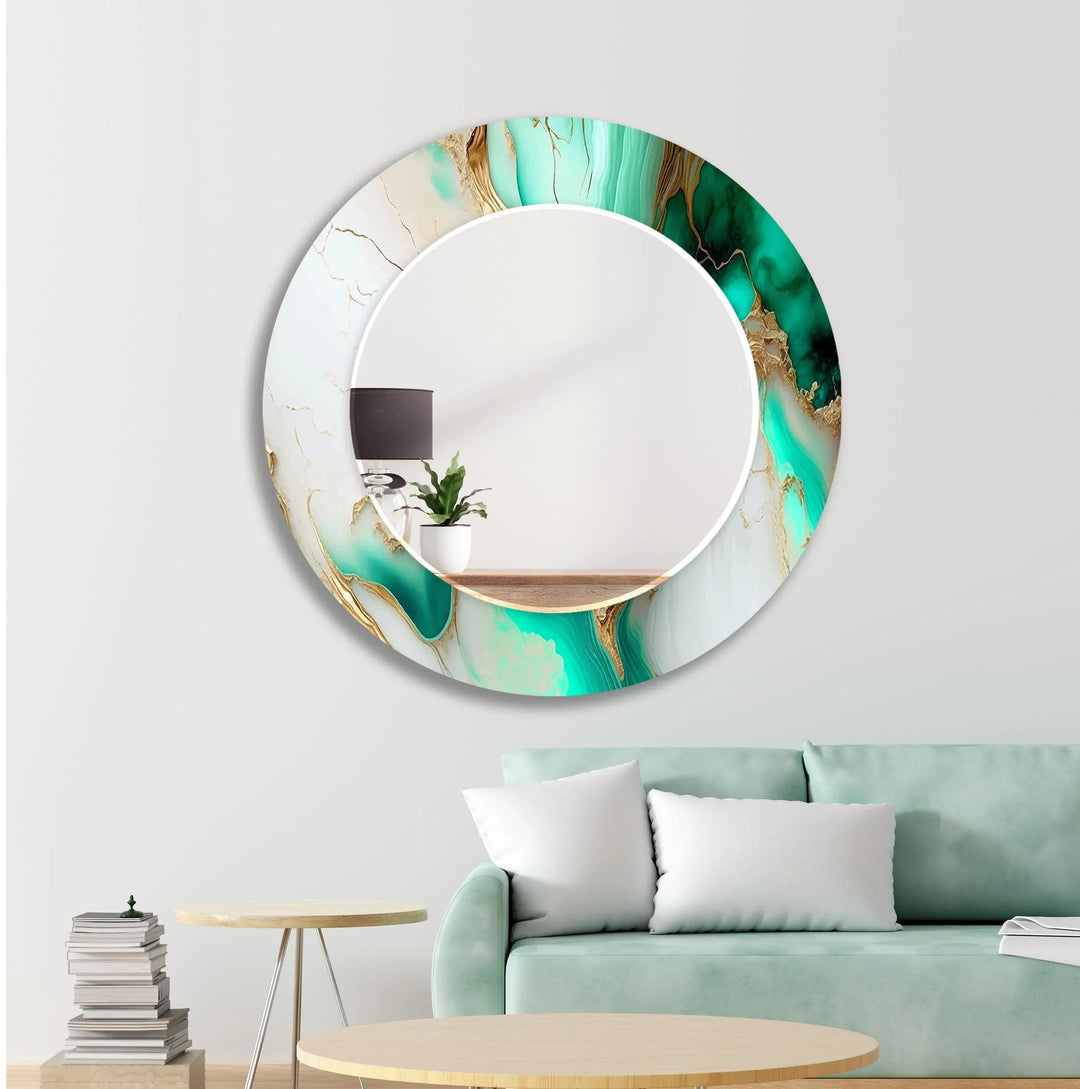 Green & White Abstract Wall Mirror Abstract Mirror